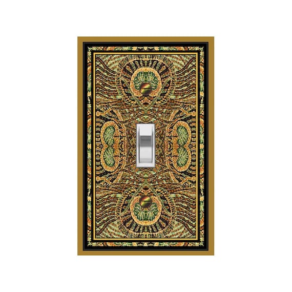 0729B Flat Image Peacock Feathers Close Up Symmetrical Design ~ Mrs Butler Unique Switchplates ~ Use Drop Downs ~ See 0729A on this Bkgd-