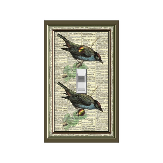 0588X Image Perching Birds on Faux Page of a Vintage Book / Written Word /Text ~ Mrs Butler Unique Switchplate Cover ~ Use Drop Down Boxes