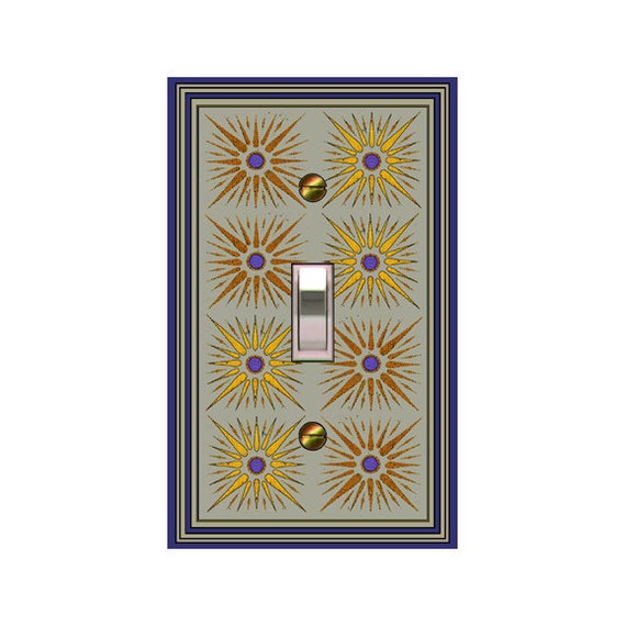0123B Flat Image Retro Stars Starburst Sunburst Design ~ Mrs Butler Unique Switchplate Cover ~ Use Drop Down Boxes ~ See 0123A on this Bkgd