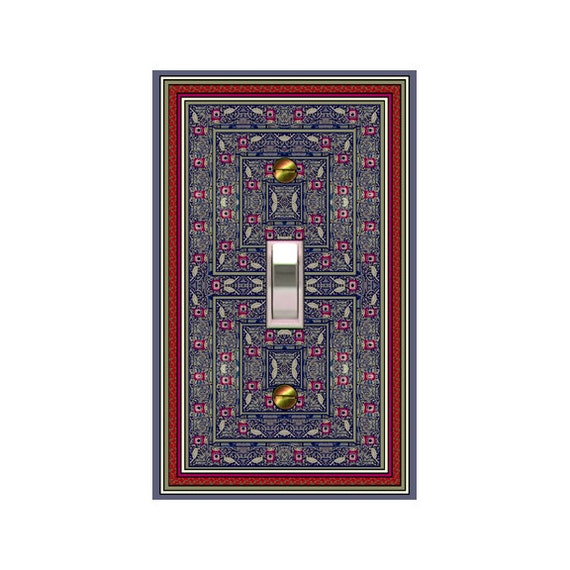 0702B Unique Asian Floral Design Red Border ~ Mrs Butler Unique Switchplate Cover ~ Use Drop Down Boxes Below ~See 0702A Coordinating Design