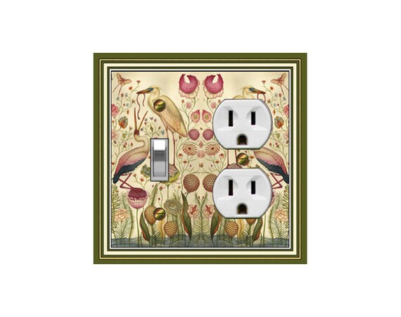 1150X Image of Vintage Antique Botanical Design Birds Butterflies Flowers Nature ~ Mrs Butler Unique Switchplate Cover ~ Use Drop Down Boxes