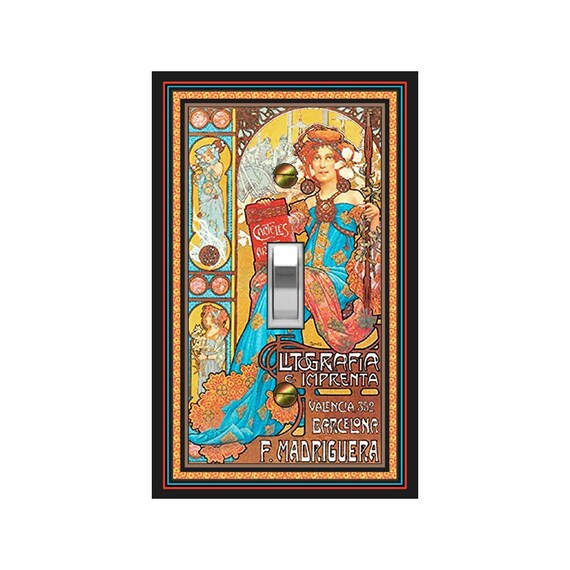 0736X Art Deco Mucha Litografia é Imprenta - Valencia 352 - Barcelona F Madriguera ~ Mrs Butler Unique Switchplate Cover ~ Use Drop Down Box
