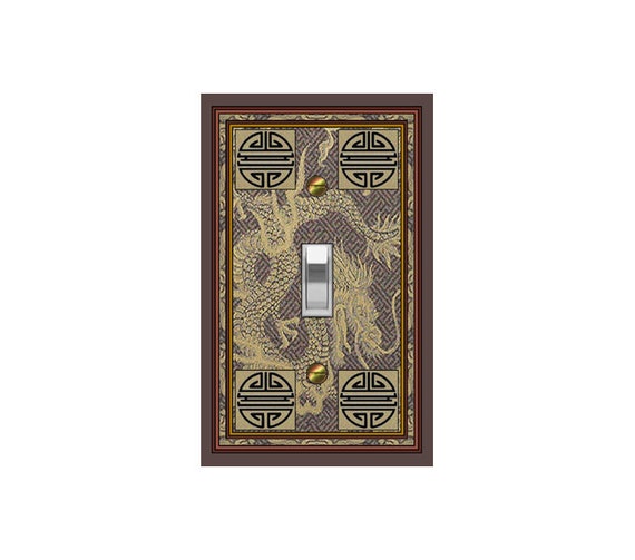 1180X Flat Image of Asian Long Life Dragon & Symbols ~ Mrs Butler Unique Switchplate Cover ~ Use Drop Down Boxes ~ See Other Dragon Designs