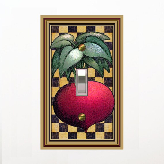 0602A Beet on Faux Antique Gold & Black Checkerboard ~ Mrs Butler Unique Switchplate Cover ~ Use Drop Down Box Below ~ See 0602B Bkgd Design