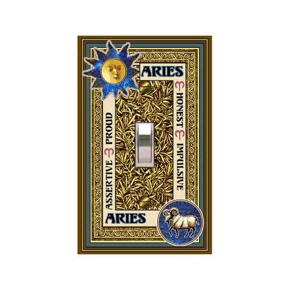 1201A Aries Ram Sun Sign Astrology Horoscope ~ Mrs Butler Unique Switchplates ~ Use Drop Downs ~ See 1201B Bkgd & All 12 Signs