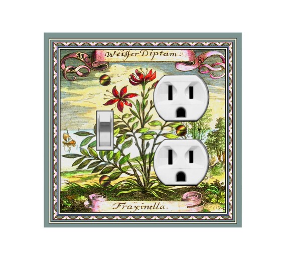 0572X Fraxinella Botanical Colorful Flowers Boat Water Plants Sky ~ Mrs Butler Unique Switchplate Cover ~ Use Drop Down Boxes Below