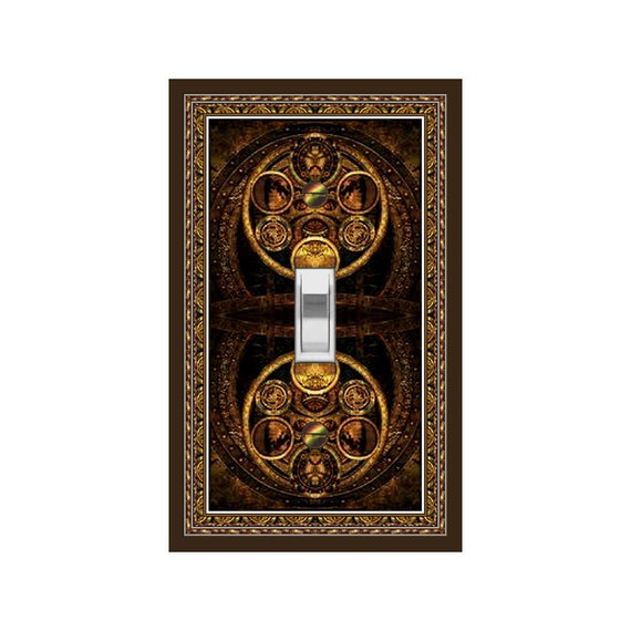 0192X Flat Image Steampunk Dark Industrial Faux Bronze Gears ~ Mrs Butler Unique Switchplate Cover ~ Use Drop Downs ~ See Steampunk Designs