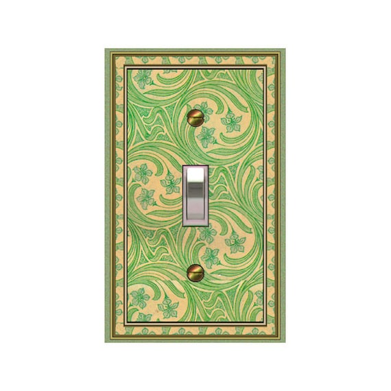 0640X Flat Image of Vintage Art Nouveau Flowers in Circular Vines ~ Mrs Butler Unique Switchplate Cover ~ Use Drop Down Boxes Below