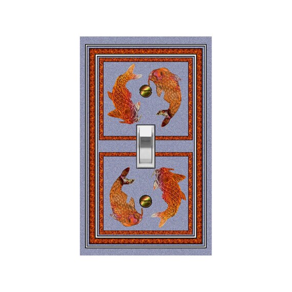 0334X Asian Yin Yang Koi Goldfish on Purple ~ Mrs Butler Unique Switchplate Cover ~ Use Drop Down Box Below ~ Other Koi & Yin Yang Designs