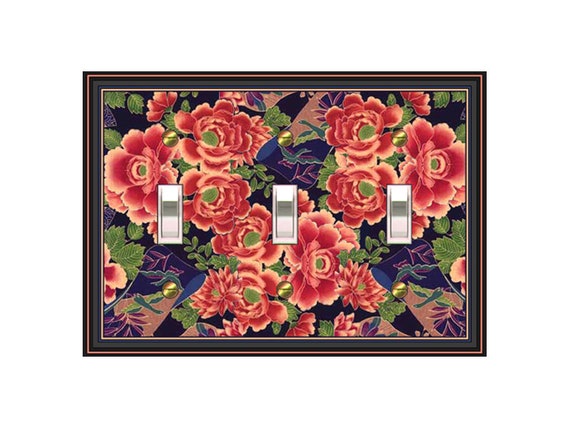 0526X Flat Image of Asian Kimono Flowers Colorful Floral Design ~ Mrs Butler Unique Switchplate Cover ~ Use Drop Down Boxes Below
