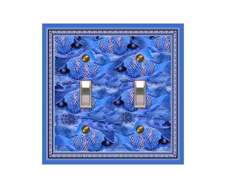 0283X Vibrant Cobalt Blue Fish Design Mrs Butler Unique Switchplate Cover Use Drop Down Box Below See 0283A & 0282X Variations image 3