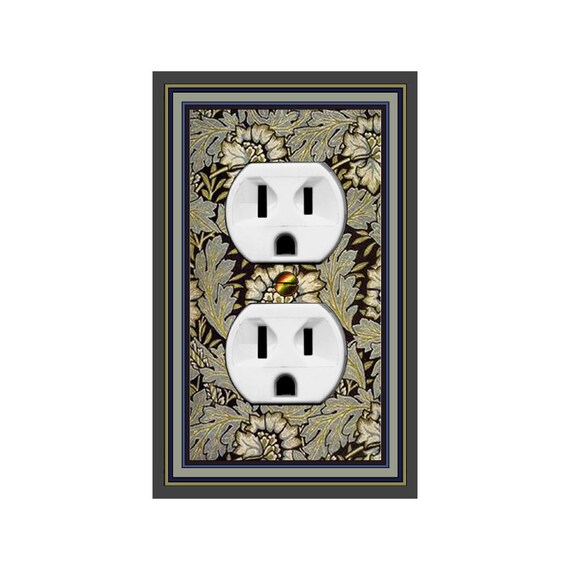 0150B Image Vintage Art Nouveau Morris Faux Tapestry Flowers & Leaves Plain Bdr ~Mrs Butler Unique Switchplates~Use Drop Downs~See 0150X Bdr
