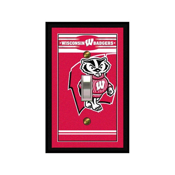 1756X Wisconsin Badgers Red White (& black) Design Light Switch Cover - Mrs Butler Unique Switchplate cover - Use Drop Down Box Below