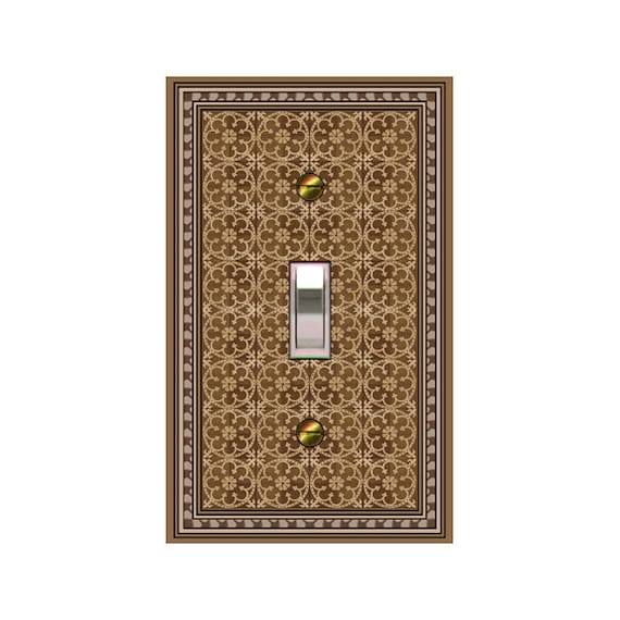 0759B Flat Image of Persian Rug Intricate Brown Tan Design ~ Mrs Butler Unique Switchplate Cover ~ Use Drop Down Box Below ~ See 0759A
