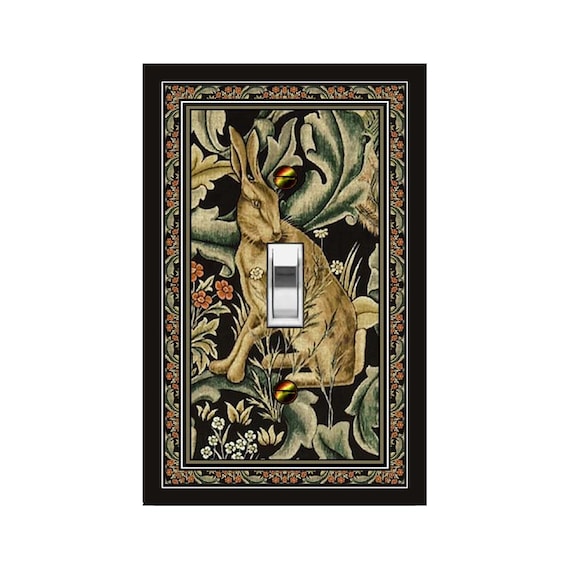 0697B Art Nouveau Morris Bird and Hare Design Hare Rabbit ~ Mrs Butler Unique Switchplate Cover ~ Use Drop Down Box ~ See 0697A Animals