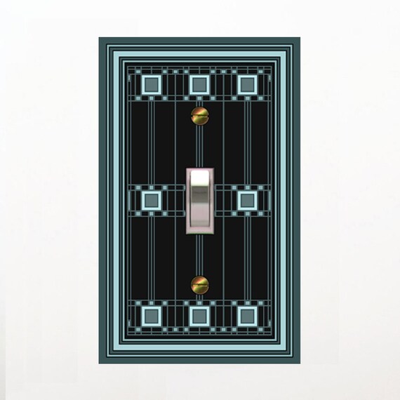 0442X - Mod Black / Aqua - mrs butler switch plate covers - choose sizes / prices from drop down box