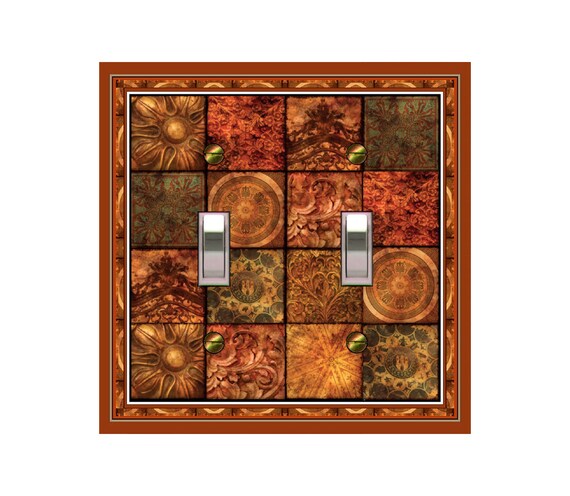 0195X Flat Image of Vibrant Tuscan Faux Tiles Floral & Scrolls ~ Mrs Butler Unique Switchplate Design ~ Use Drop Down Boxes Below