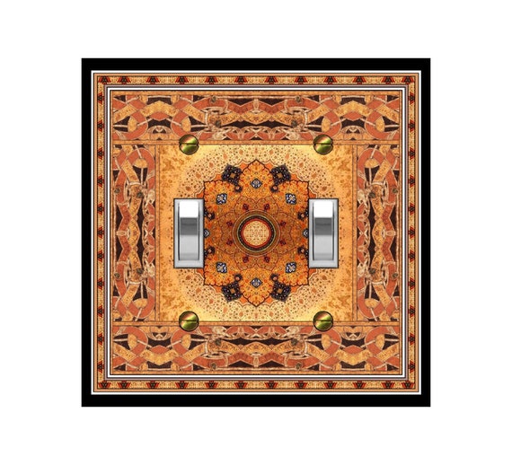 0289X Image of Asian Intricate Ornate Golden Mandala Faux Tile ~ Mrs Butler Unique Switchplate Cover ~ Use Drop Downs ~ More Mandela Designs