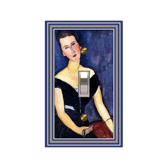 0337X Modigliani Portrait Madame Georges van Muyden Woman w/ Blue Violet Bgd ~ Mrs Butler Unique Switchplate Cover ~ Use Drop Down Box Below