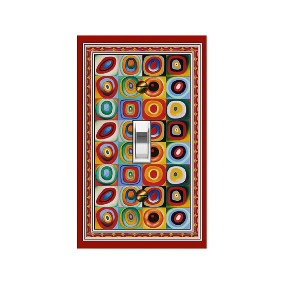 0275X Kandinsky Study Circles, Large Shapes Red Yellow Blue Green ~ Mrs Butler Unique Switchplate Cover ~ Use Drop Down Boxes Below