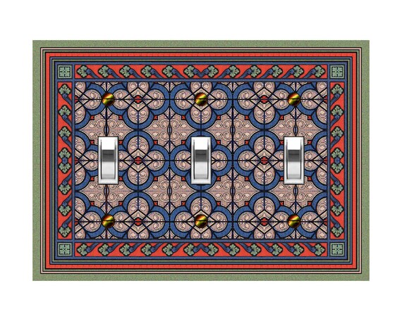 1110X Flat Image of Bold Colorful Medieval Faux Stained Glass ~ Mrs Butler Unique Switchplate Cover ~ Use Drop Down Boxes Below