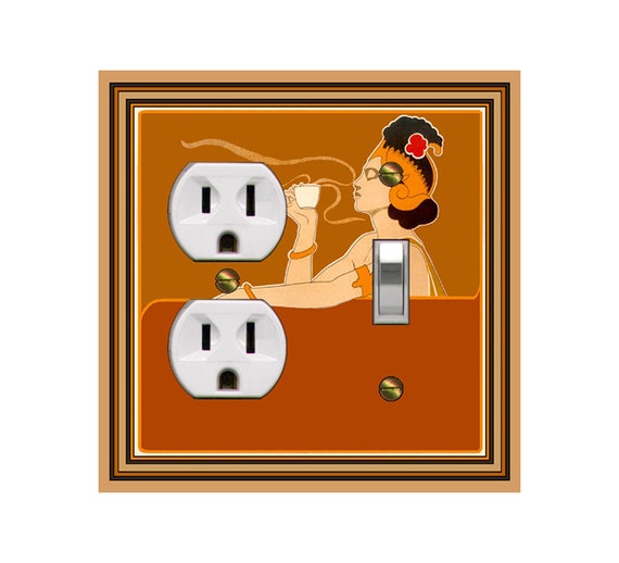 0742X Art Deco Vintage Rajah Coffee Woman ~ Mrs Butler Unique Switchplate Cover ~ Use Drop Down Box Below ~ See Other Coffee Designs