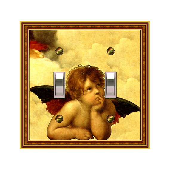 0302A Raphael's Sistine 1 of 2 Cherubs ~ Mrs Butler Unique Switchplate Cover ~ Use Drop Down Boxes ~ See 0302B-C Other Angel & Background