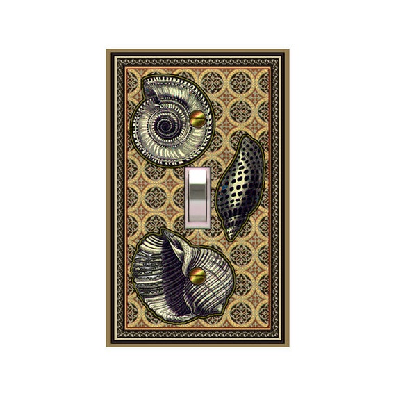 0405A Flat Image of Seashells on Fancy Background ~ Mrs Butler Unique Switchplate Cover ~ Use Drop Down Boxes Below ~ See 0405B Background