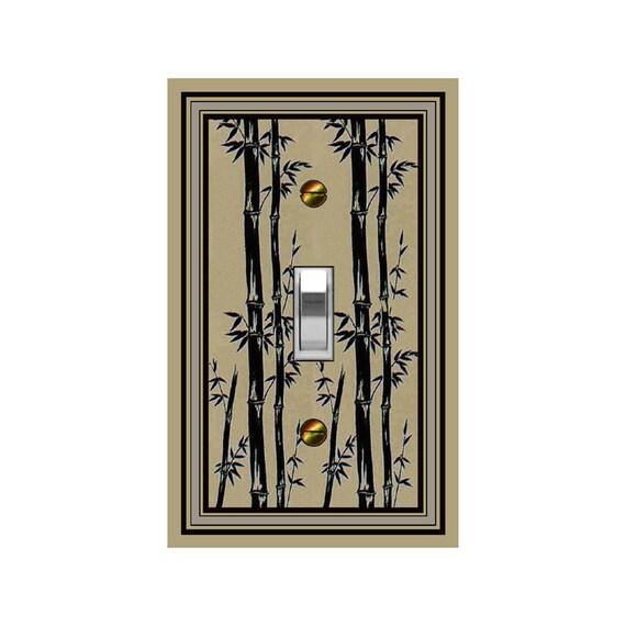 0566X Asian Black Bamboo Trees on Khaki ~ Mrs Butler Unique Switchplate Cover ~ Use Drop Down Box Below ~ See Other Bamboo Designs