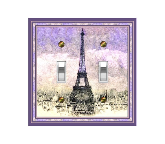 0479X French Eiffel Tower & Roue de Paris Colorful Sketch ~ Mrs Butler Unique Switchplate Cover ~ Use Drop Down Boxes ~ Other Eiffel Towers