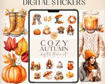 Gezellige herfststickers Gezellige herfststickers gezellige sfeer Goodnotes-stickers, iPad Notability-bestanden, Goodnotes-planner, digitale download
