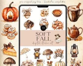 Zachte herfst digitale stickers gezellige herfst stickers gezellige sfeer Goodnotes stickers, iPad Notability-bestanden, Goodnotes planner, digitale download