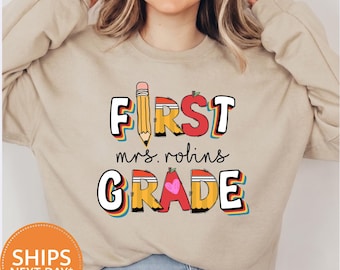 Custom Teacher Team Sweatshirt, Personalized Teacher Name Hoodie, Back to School Pullover, Matching Grade Level Crewneck