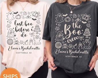 Last Boo Before I Do Shirt, Halloween Bachelorette Party Comfort Colors Tee, Spooky Bridal Squad Graphic T-shirt, Fall Bride Tribe Gift Top