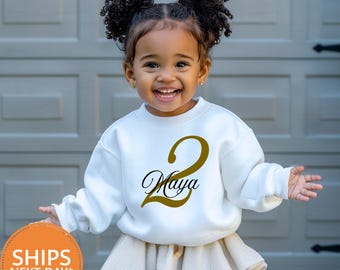 Custom Kids Birthday Sweatshirt, Personalized Crewneck with Name and Age, Toddler Pullover, Boy Girl Birthday Outfit Gift, Kids Sweatshirt