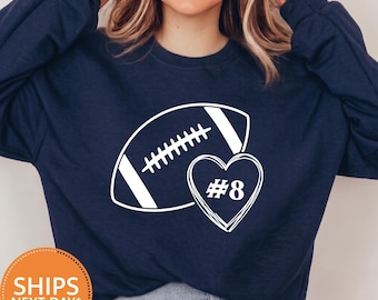 Football Heart Game Day Sweatshirt, Football Mom Hoodie, Women Football Season Pullover, Cozy Stadium Spirit Crewneck