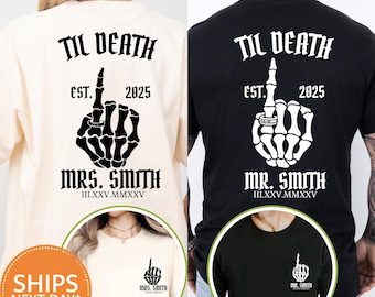 Custom Til Death Bride and Groom Shirts, Just Married Matching Tees, Mr and Mrs Honeymoon Shirt, Wedding Gift for Couple, Newlywed T-Shirts