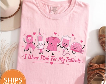 Breast Cancer Awareness Nurse Comfort Colors Shirt, Pink Ribbon Medical Tee, Oncology Nurse Gift T-shirt