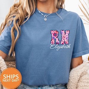 Custom RN Shirt, Registered Nurse Tee, Floral Nursing Grad Gift Comfort Colors
