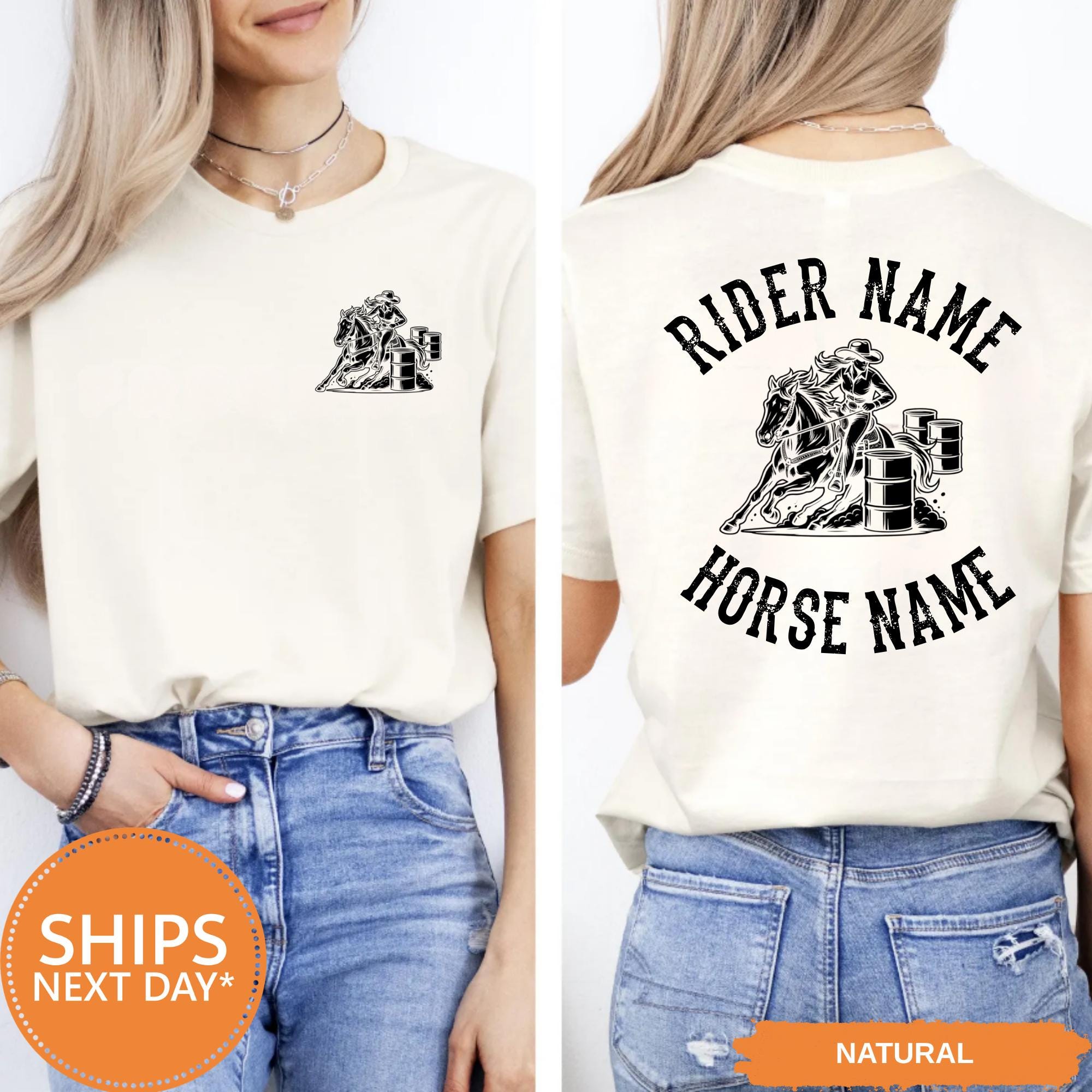 Custom Barrel Racing Shirt, Horse Rider Name Tee, Racer Mom Comfort ...