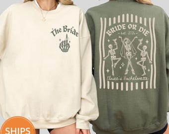 Bride Or Die Sweatshirt, Emo Halloween Bachelorette Crewneck, Til Death Do Us Party Pullover, Gothic Skeleton Bridal Squad Hoodie