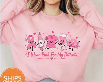 Breast Cancer Nurse Sweatshirt, Pink Ribbon Awareness Crewneck, Oncology Medical Pullover