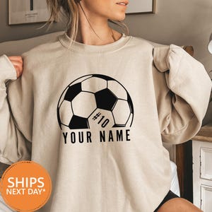 Personalized Soccer Player Sweatshirt, Custom Soccer Ball Pullover, Soccer Name Crewneck, Soccer Fan Gift Hoodie, Sports Mom Fan Sweatshirt