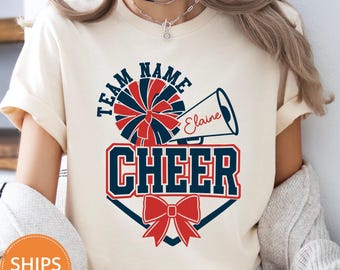 Custom Cheer Mascot Shirt, Personalized Cheer Mom T-Shirt, School Spirit Team Graphic Comfort Colors Tee, Game Day Squad Outfit