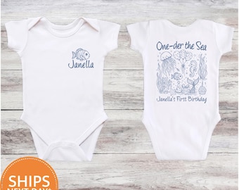 Oneder the Sea Birthday Baby Bodysuit, Custom Ocean First Birthday Toddler Shirt, Under the Sea Youth Comfort Colors Tee