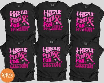 Custom Breast Cancer Awareness Shirt, Pink Ribbon Support Comfort Colors Tee, Cancer Warrior Survivor Graphic T-Shirt, Hope Squad Walk Top