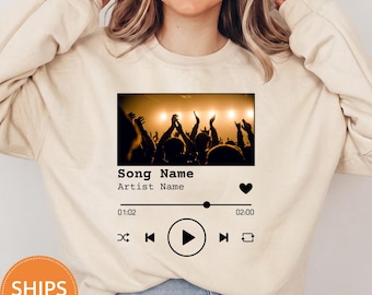 Custom Song Sweatshirt, Favorite Artist Name Crewneck, Personalized Music Track Pullover, Concert Lover Birthday Hoodie