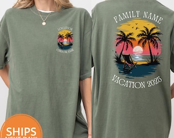Custom Family Vacation T-Shirt, Matching Beach Trip Tees, Personalized Family Beach Shirts, Summer Vacation Team Outfits, Comfort Colors Tee