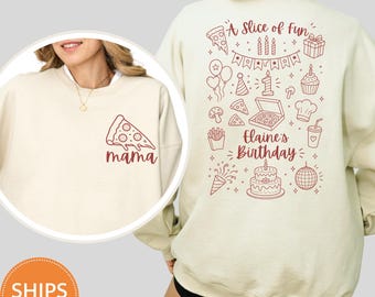 Pizza Party Birthday Sweatshirt, Custom Family Matching Crewneck, Personalized Pizzeria First Birthday Pullover