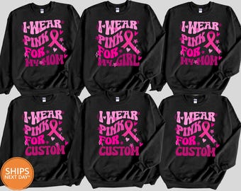 Custom Breast Cancer Awareness Sweatshirt, Pink Ribbon Support Crewneck, Cancer Warrior Pullover, Survivor Hope Squad Hoodie